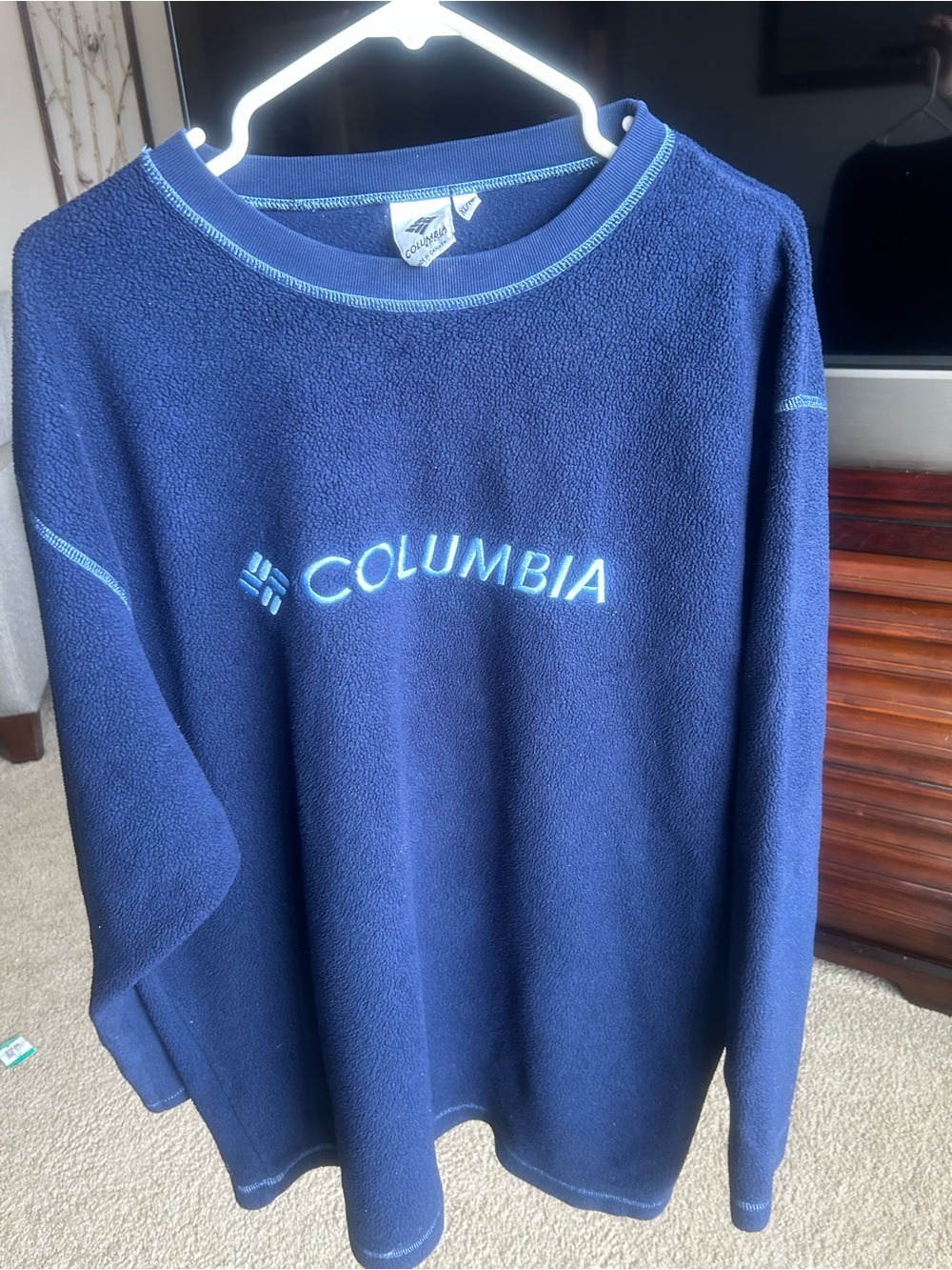 Vintage 1980-1990’s Columbia Navy and Light Blue Logo Fleece Pullover